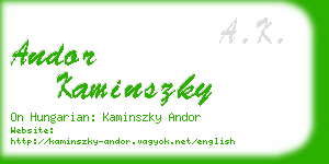 andor kaminszky business card